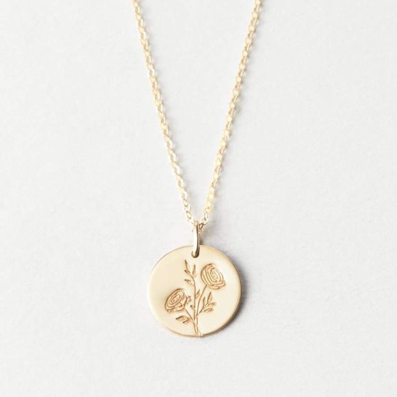 Buttercup Flower Engraved Chic Cute Charm Necklace - Picture 4 of 16